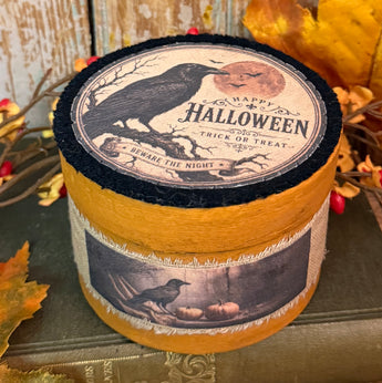 PB-703 Painted Box with Halloween Crow Fabric Image