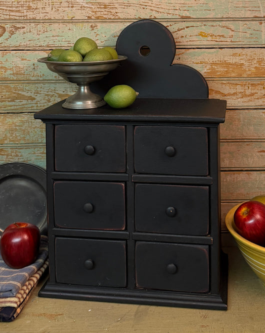OTC-36B Six Drawer Wood Pantry Box - Black over Red