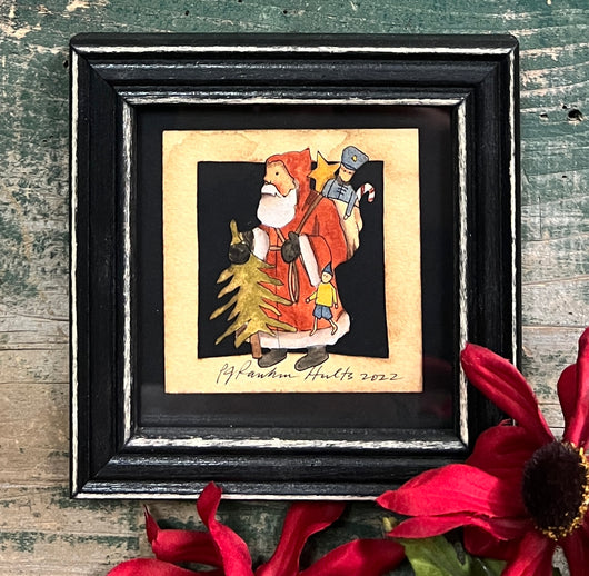 PJH-279 Santa with Sack of Toys Framed Paper Cutting