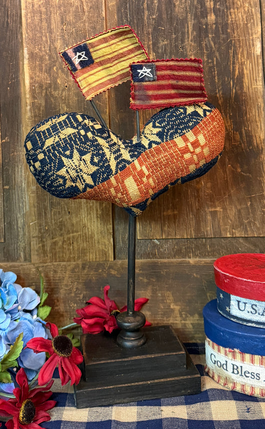 MA-77B Fabric Americana Heart on Spindle Base
