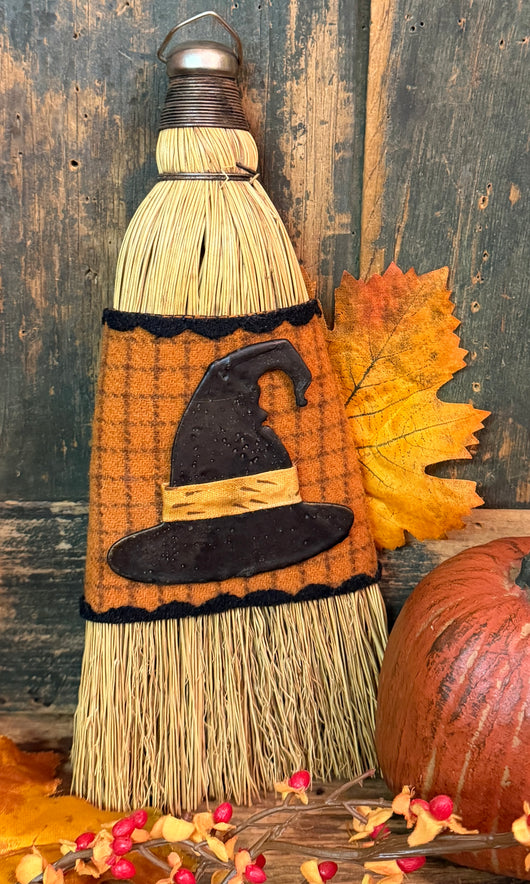 PB-718 Small Whisk Broom with Wool Band & Wax Witch Hat