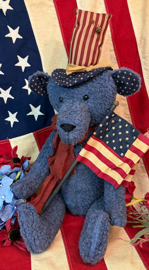 PPP-33 Sitting Americana Blue Bear with Flag