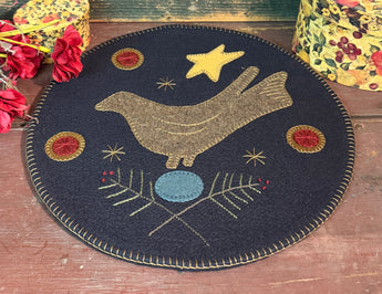 FF-26 Appliqued Bird & Star Wool Mat