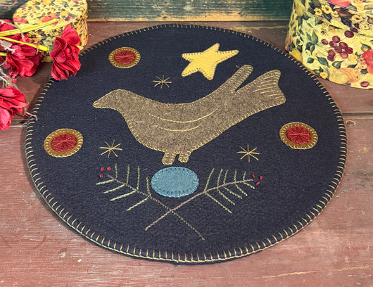 FF-26 Appliqued Bird & Star Wool Mat