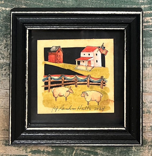 PJH-314 Sheep Farm Framed Paper Cutting