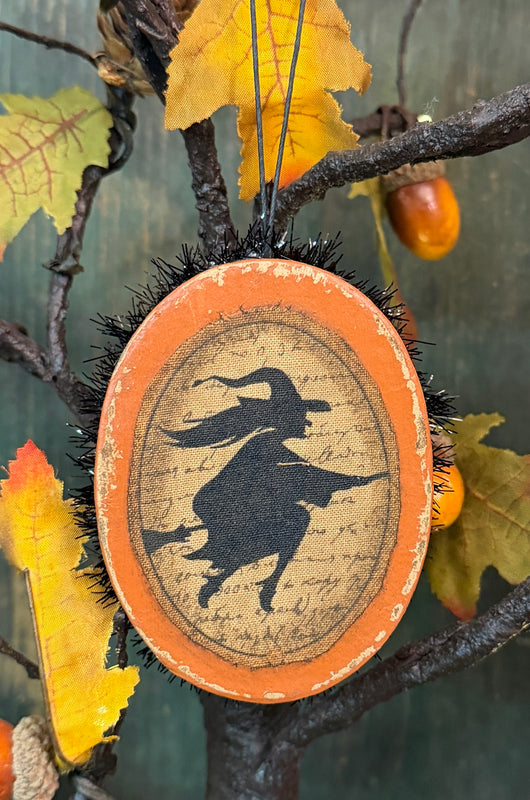 PEN-213 Painted Box Ornament - Flying Witch
