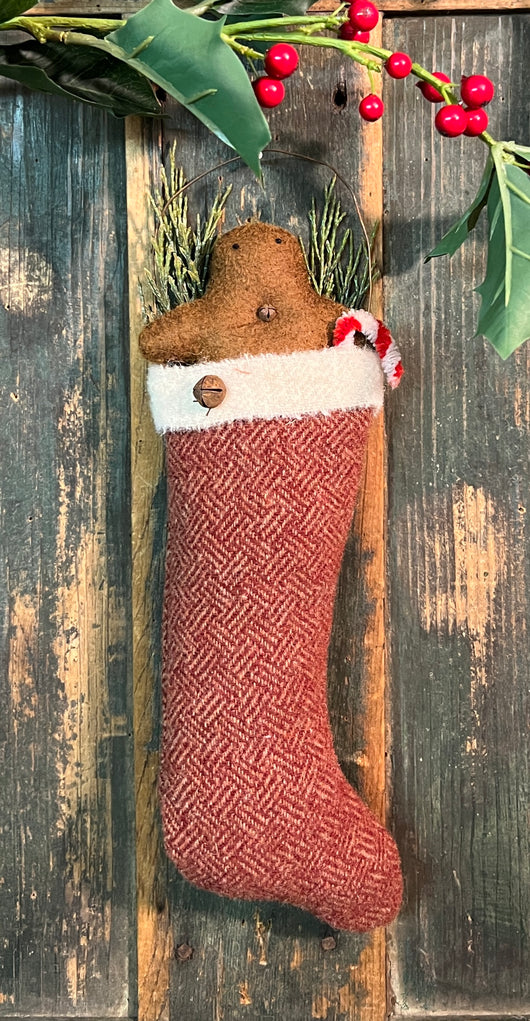 EC-23 Gingerbread Man in Wool Stocking
