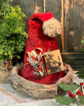 OGP-2 Fabric Santa Hat with Faux Fur & Greens