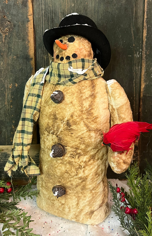 DEE-01B Fabric Snowman with Cardinal