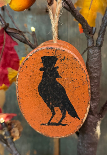 PEN-170 Painted Box Ornament with Crow with Hat