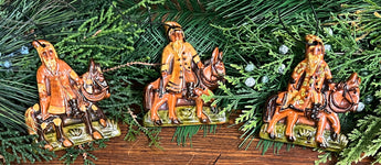 GMS-T126 Shooner Redware Santa on Donkey Ornaments