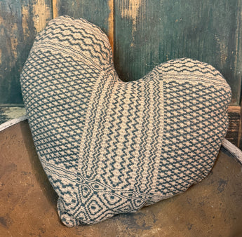 CD-HP-G Lg Coverlet Heart Pillow - Green & Tan