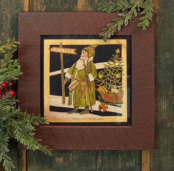 PJH-443 Santa with Tree in Cart Paper Cutting