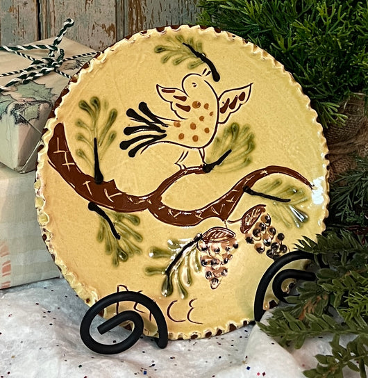 SJP-CP3 7” Peace Dove with Pinecone Sgraffito Plate