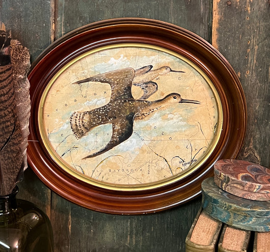 MKM-251 'Shorebirds in Flights on Old Map' ORIGINAL Painting by MK Moulton