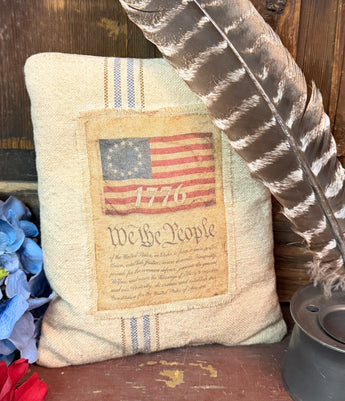 DD-294B Vintage Feedsack Pillow - 1776 We the People
