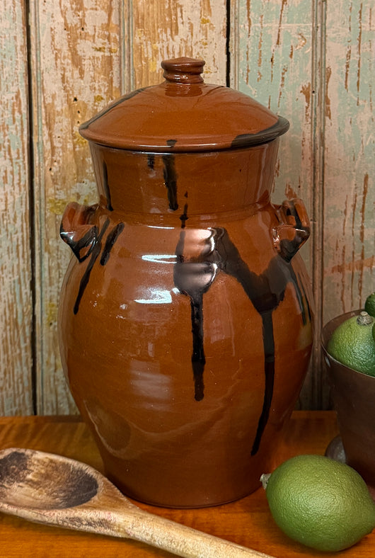 NV-1153 Small Mottled Redware Canister
