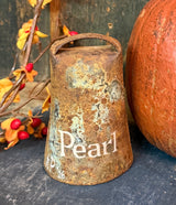 TPA-18 Hand-painted 'Crow with Pearl’ on Antique Iron Cowbell