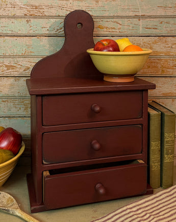 OTC-34R Three Drawer Wood Pantry Box - Red over Black