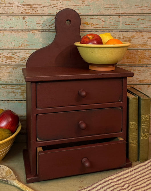 OTC-34R Three Drawer Wood Pantry Box - Red over Black