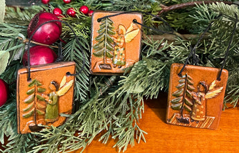 GMS-T135 Shooner Redware Angel with Tree Ornaments
