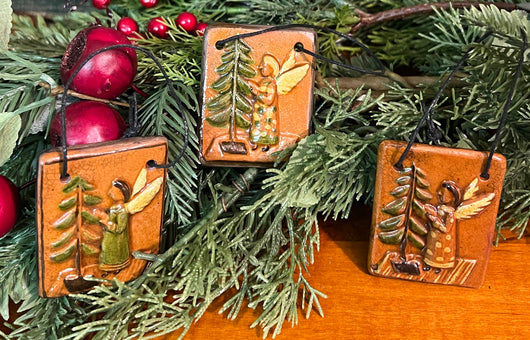 GMS-T135 Shooner Redware Angel with Tree Ornaments