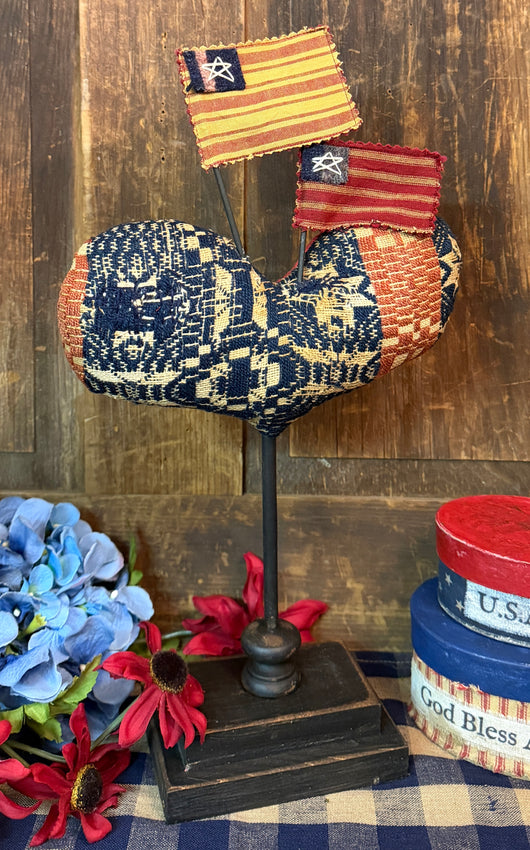 MA-77A Fabric Americana Heart on Spindle Base