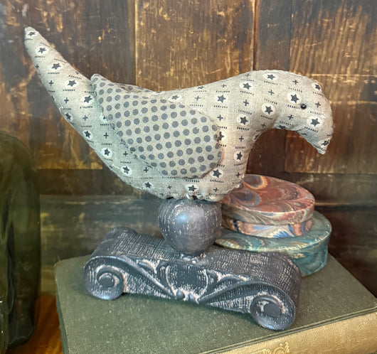 MKM-270 Fabric Bird on Wood Architectural Base