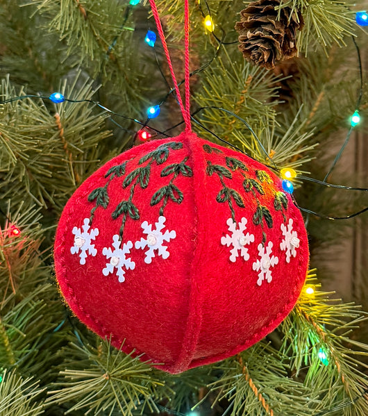 NG-227B Wool & Felt Merino Ornament - Red