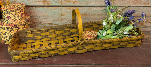 BG-B728M Long Red Gathering Handled Basket - Mustard