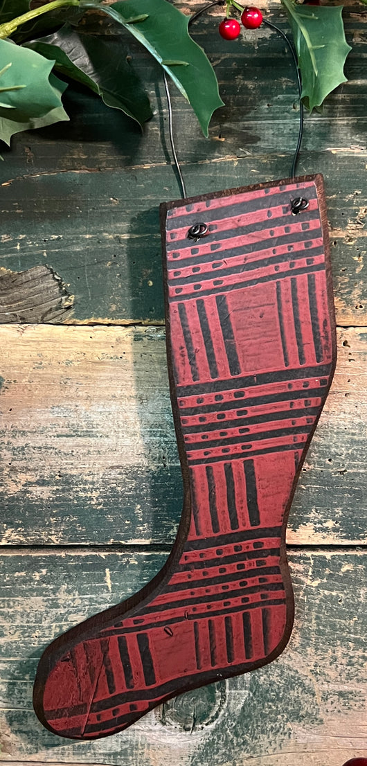 MA-24D Small Wood Combed Hanging Stocking