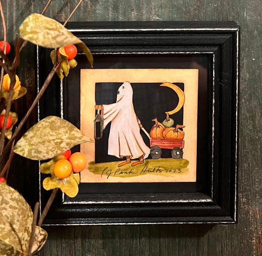 PJH-245 Ghost with Wagon Framed Paper Cutting