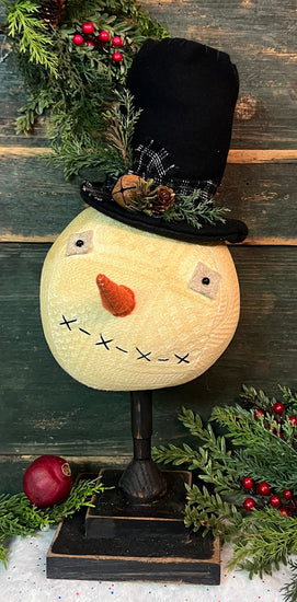 MA-21B Fabric Snowman Head on Spindle Base
