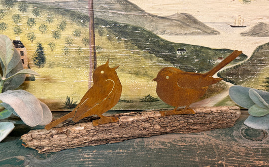 EG-W3 Rusty Warbler & Chickadee on Driftwood