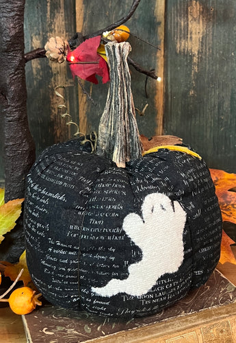 PB-367 Lg Fabric Pumpkin with Ghost Applique