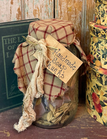 X93 Jar with Aged Cloth Lid with Hand-made Soap Cubes