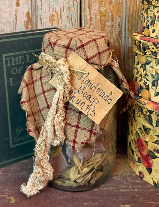 X93 Jar with Aged Cloth Lid with Hand-made Soap Cubes