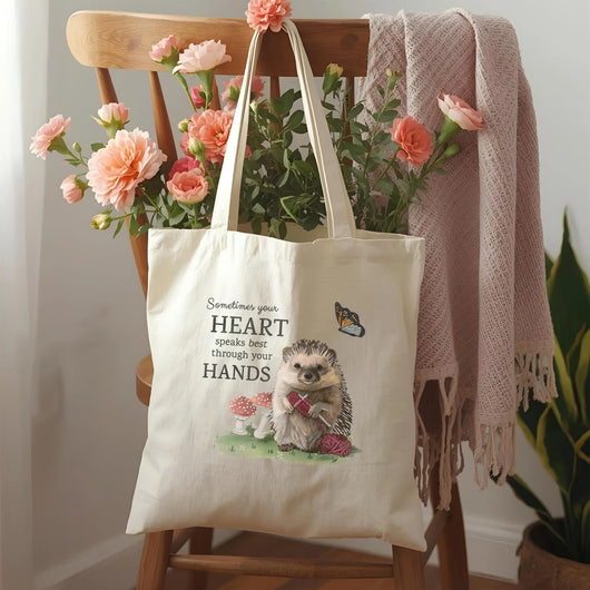 KM-TB1 Tote Bag - Knitting Hedgehog