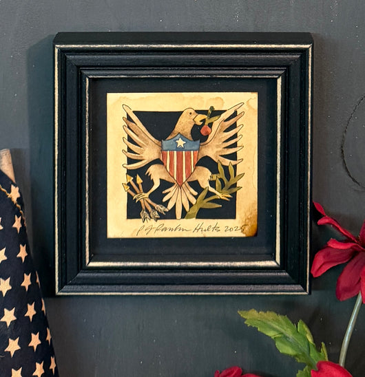 PJH-422 Eagle with Shield Framed Paper Cutting