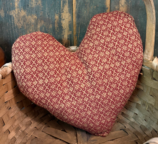 CD-HP-R Lg Coverlet Heart Pillow - Red & Tan