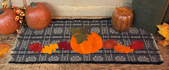 NG-238 Wool Pumpkin Runner on Family Heirloom Background