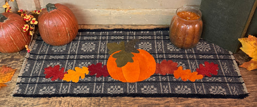 NG-238 Wool Pumpkin Runner on Family Heirloom Background