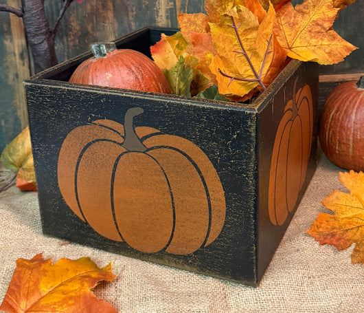 PEN-172 Square Box with Pumpkin Stenciling