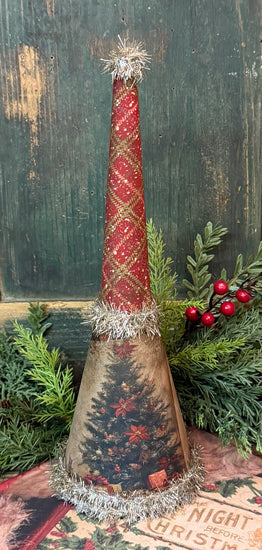 PEN-229F Vintage Fabric Covered Party Horn - Christmas Tree