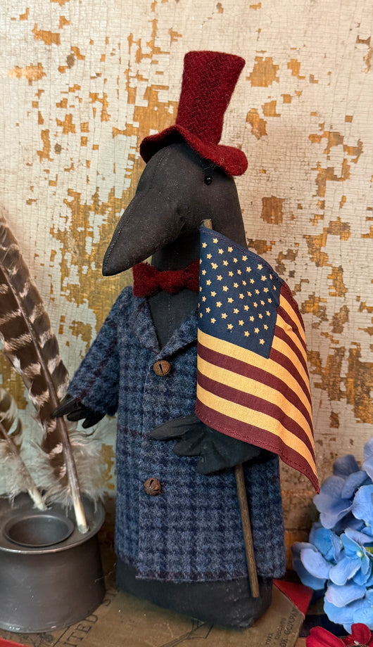 EC-33 Hand-made Americana Crow with Flag