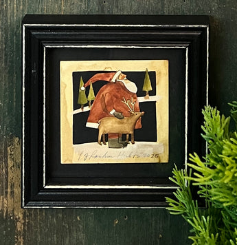 PJH-400 Santa with Reindeer Framed Paper Cutting