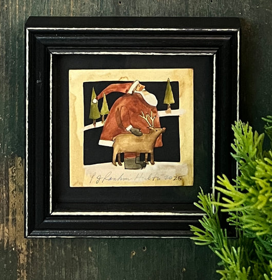 PJH-400 Santa with Reindeer Framed Paper Cutting