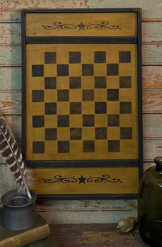NV-1145 Hand-stenciled Wooden Checkerboard with Vine
