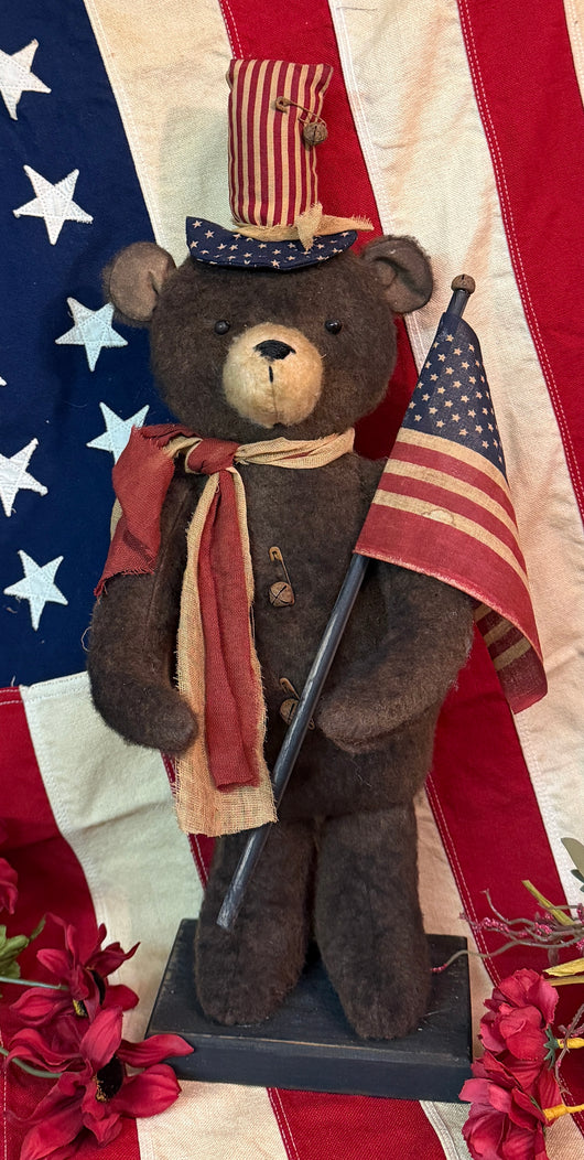 PPP-31 Standing Americana Brown Bear with Flag