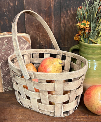 BG-B603 Ivory Oval Handled Basket